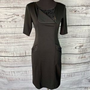 BCBGMAXAZRIA Hansel Lace Insert Black Dress Small